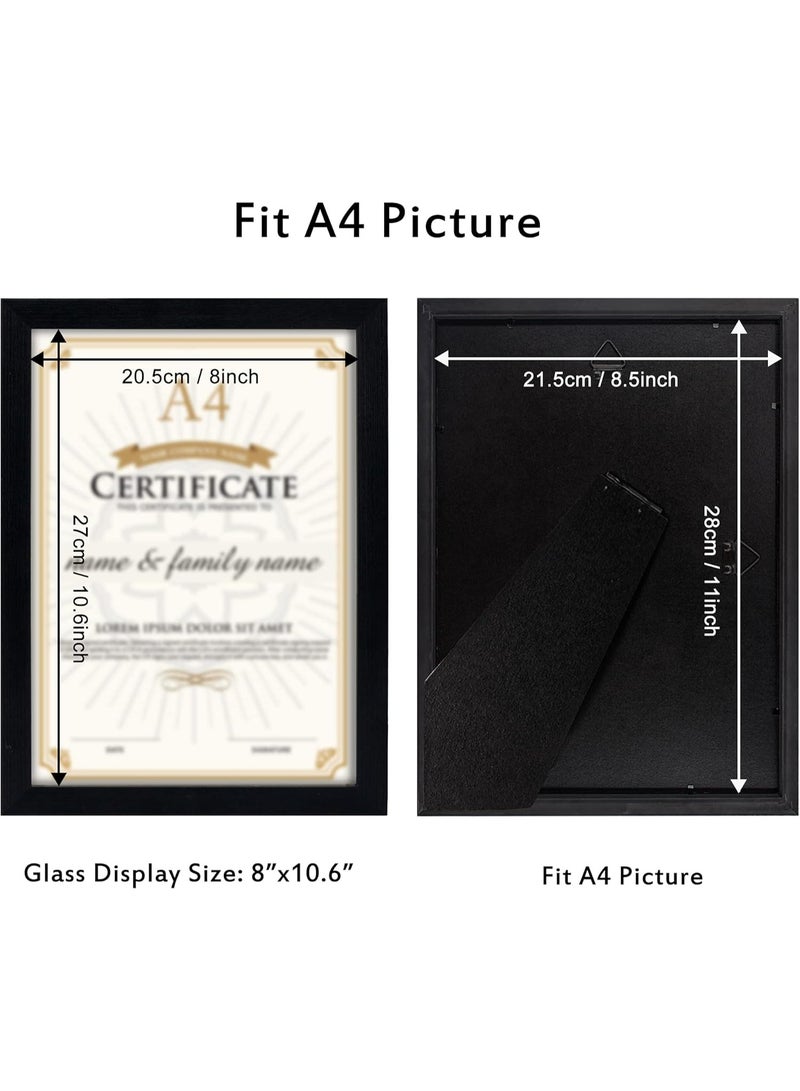 Decorhills A4 Certificate Frame 2-Pack, Wood Grain Finish, UV Protection Acrylic, Wall or Tabletop Display, Elegant Diploma & Photo Frame for Home & Office – Black - Image 3