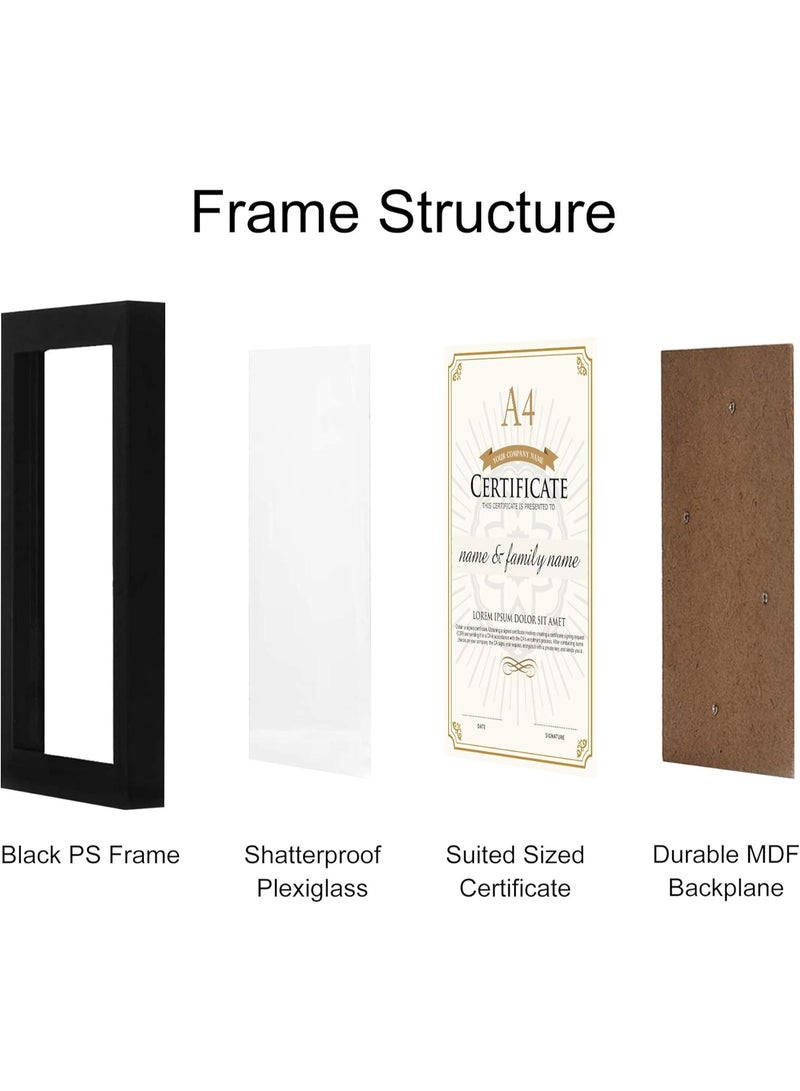 Decorhills A4 Certificate Frame 2-Pack, Wood Grain Finish, UV Protection Acrylic, Wall or Tabletop Display, Elegant Diploma & Photo Frame for Home & Office – Black - Image 4
