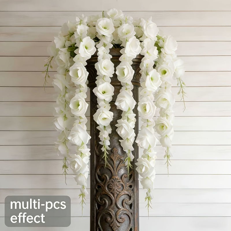 5 Pack White Rose Vine Wreath Artificial Flowers For Wedding Party Home Decor - Image 3