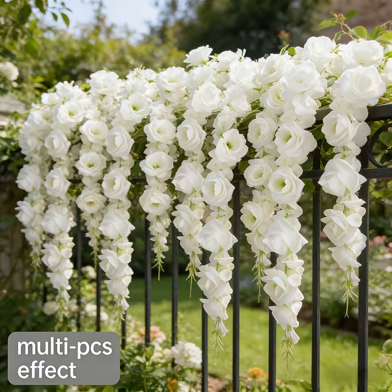 5 Pack White Rose Vine Wreath Artificial Flowers For Wedding Party Home Decor - Image 5