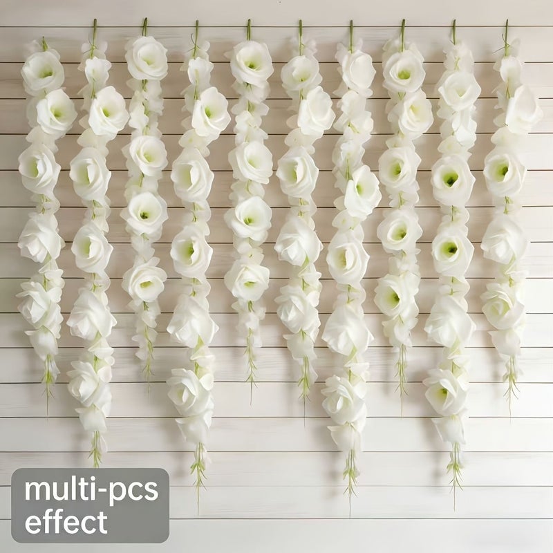 5 Pack White Rose Vine Wreath Artificial Flowers For Wedding Party Home Decor - Image 4