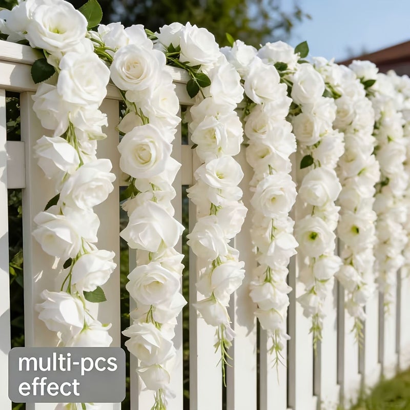 5 Pack White Rose Vine Wreath Artificial Flowers For Wedding Party Home Decor - Image 1