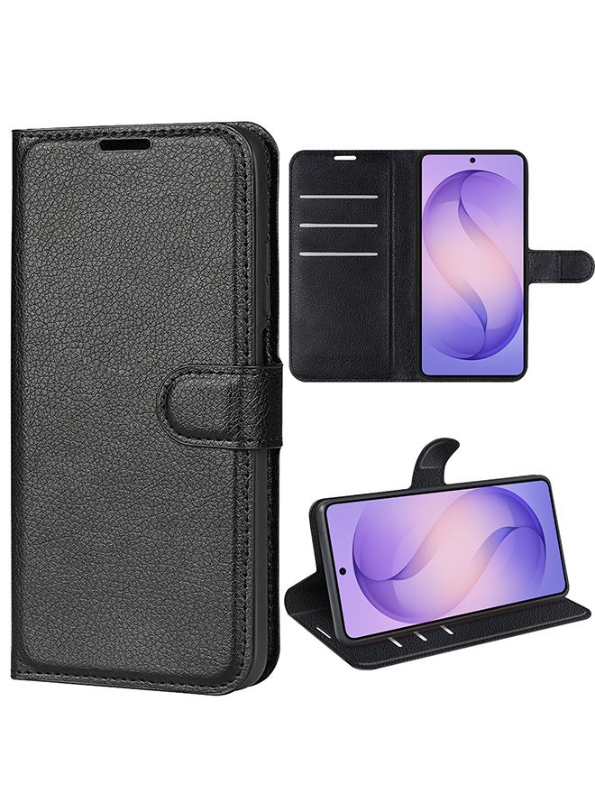 Tersely Wallet Case Cover for Samsung Galaxy S26+/S26 Plus 5G (2026), Premium Protective PU Leather Flip Magnetic Case with Card Slots Stand Feature - Black