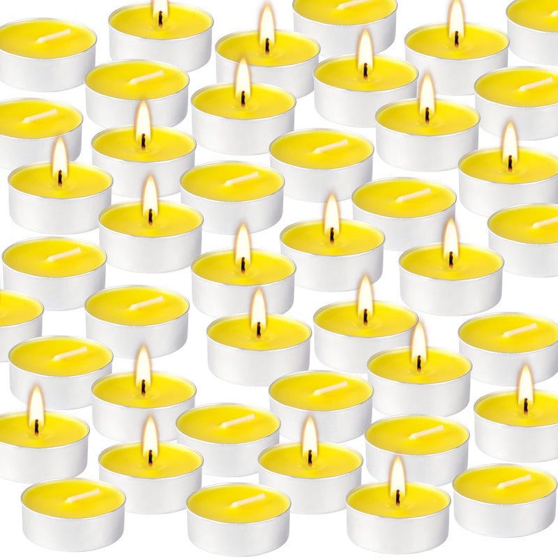 fclayvts 100 Pack Scented Tealight Candles - 4 Hours Burning Lemon Aromatherapy | Valentine's Day Romantic Dinner & New Year Home Decor, Yellow Votive Candles for Wedding, Holiday Gift & Emergency (Yellow) - Image 3