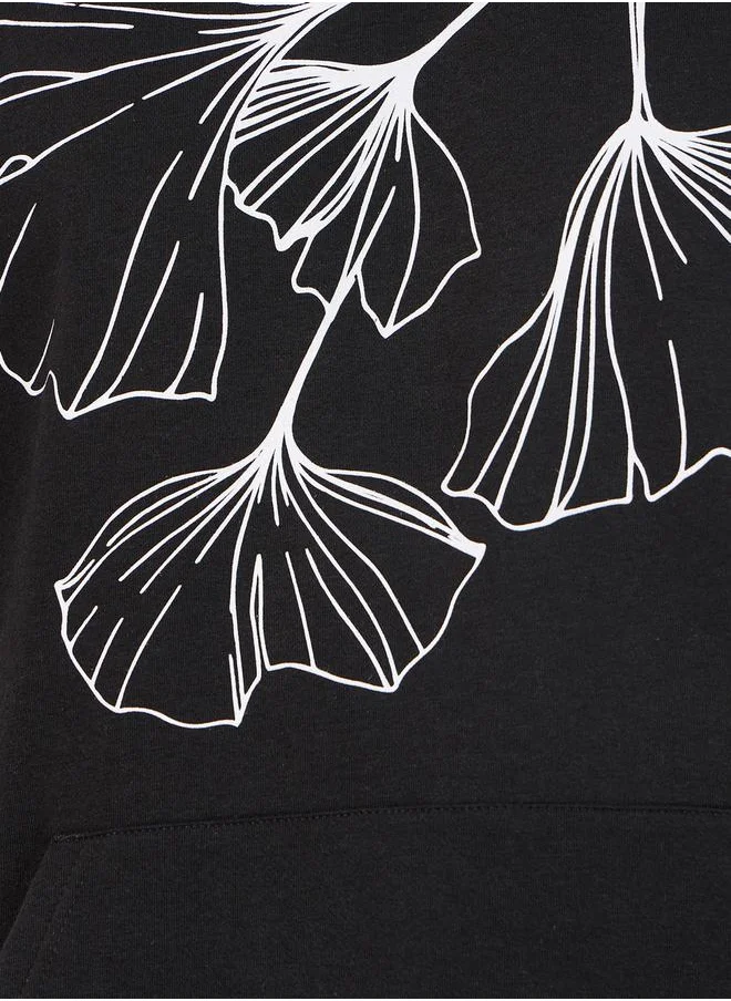 Styli Floral Print Heavy Oversized Hoodie
