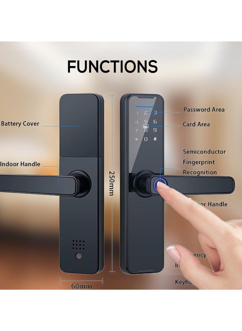 Piccasio - Smart Door Lock, Fingerprint Keyless Entry, Biometric Digital Ring Touch Screen, Electronic Lock With Keypad for Home, Free APP, NFC Card, Works With Tuya App - Image 1