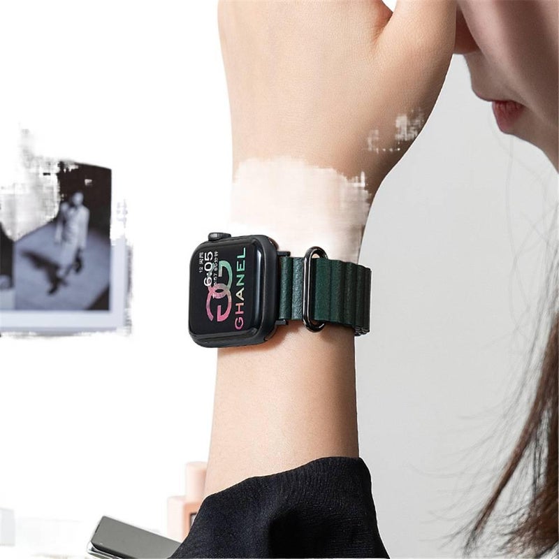 سوار ساعة ذكية باللون وردي قابل للتعديل سوار نايلون حلقي متوافق مع Apple Watch 38/40/41/42/44/45/49mm بملاءمة قابلة للتعديل وحزام بديل - Image 4