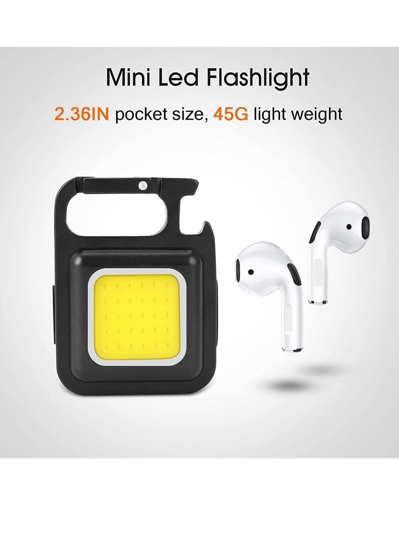 ELTRAZONE - Small COB Work Light, Rechargeable Mini Flashlight 800 High Lumens 4 Light Modes, Pocket Led Flashlight with Folding Bracket Bottle Opener and Magnet Base for Running, Fishing & Camping Accessories - Image 1
