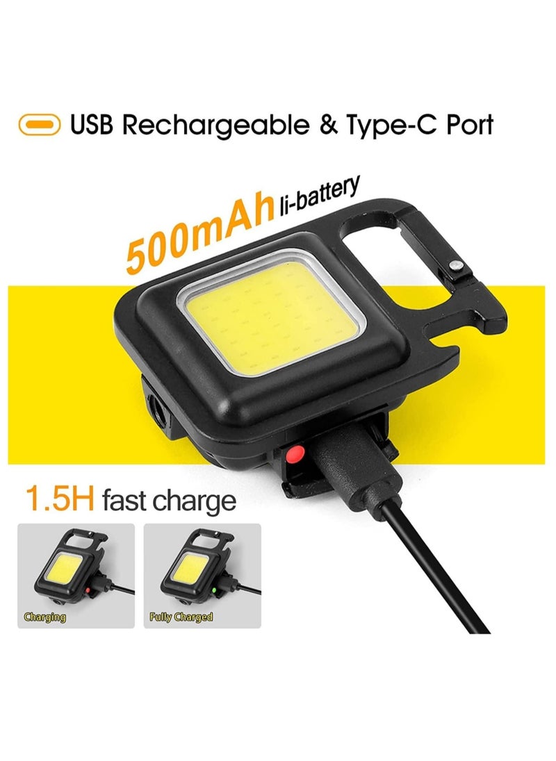 ELTRAZONE - Small COB Work Light, Rechargeable Mini Flashlight 800 High Lumens 4 Light Modes, Pocket Led Flashlight with Folding Bracket Bottle Opener and Magnet Base for Running, Fishing & Camping Accessories - Image 1