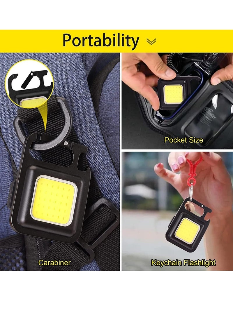 ELTRAZONE - Small COB Work Light, Rechargeable Mini Flashlight 800 High Lumens 4 Light Modes, Pocket Led Flashlight with Folding Bracket Bottle Opener and Magnet Base for Running, Fishing & Camping Accessories - Image 1