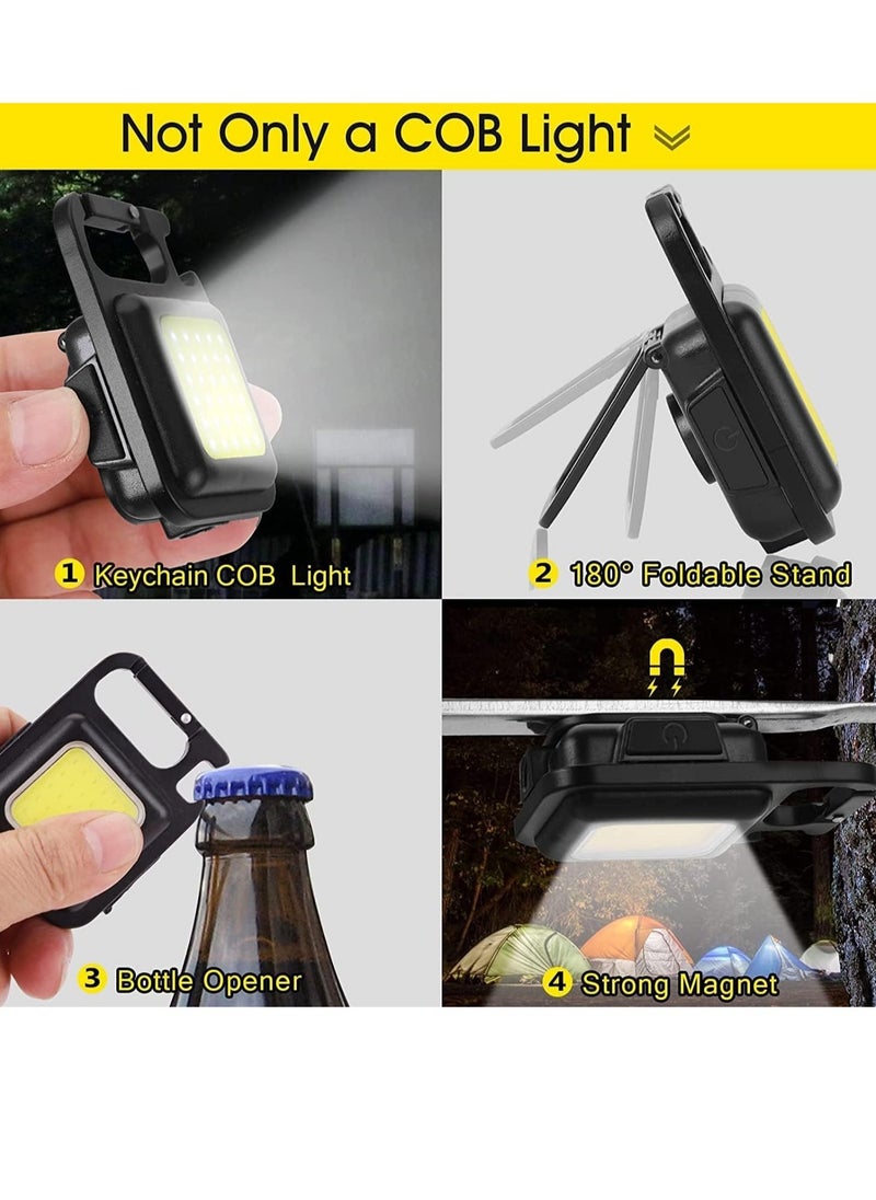 ELTRAZONE - Small COB Work Light, Rechargeable Mini Flashlight 800 High Lumens 4 Light Modes, Pocket Led Flashlight with Folding Bracket Bottle Opener and Magnet Base for Running, Fishing & Camping Accessories - Image 1