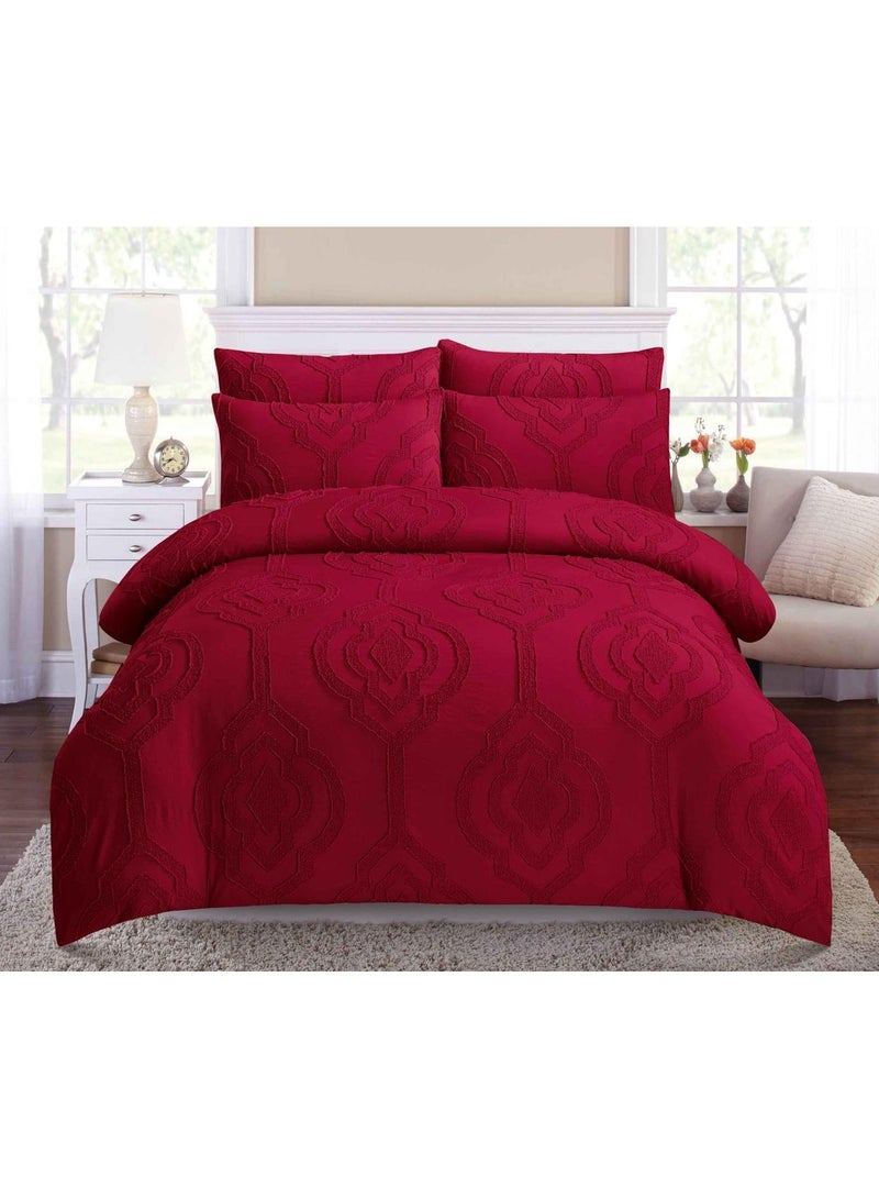 COMFY KING SIZE 6PC COTTON SOFT & COMFORTABLE EMBROIDERED LUXURIOUS COMFORTER SET MAROON