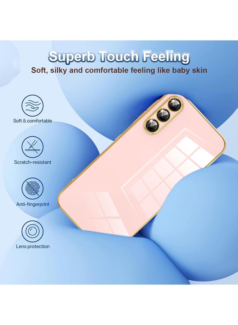 Compatible with Oneplus Nord 5 cover, smooth veneer gold plated chrome,Pink Thin and smooth shock-proof full protection Oneplus Nord 5 case -Pink - Image 4