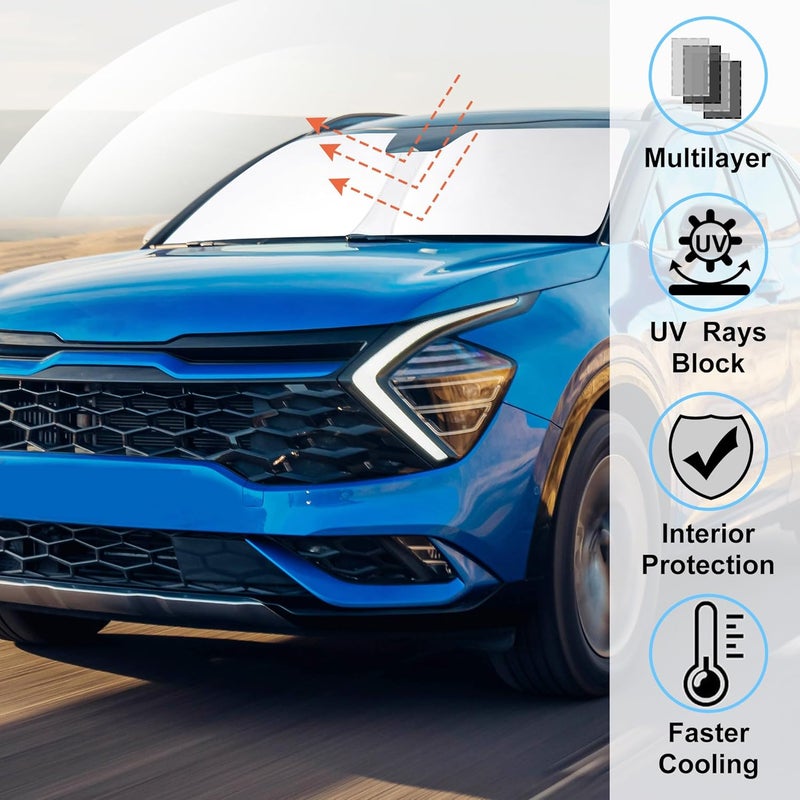 LHFLIVE Windshield Sun Shade Custom Fit for 2023 2024 2025 Kia Sportage NQ5 Accessories Foldable Sunshade Sun Blocker Protect Car from Sun Rays & Heat Damage Keep Car Cooler - Image 2