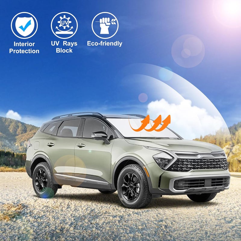 LHFLIVE Windshield Sun Shade Custom Fit for 2023 2024 2025 Kia Sportage NQ5 Accessories Foldable Sunshade Sun Blocker Protect Car from Sun Rays & Heat Damage Keep Car Cooler - Image 5