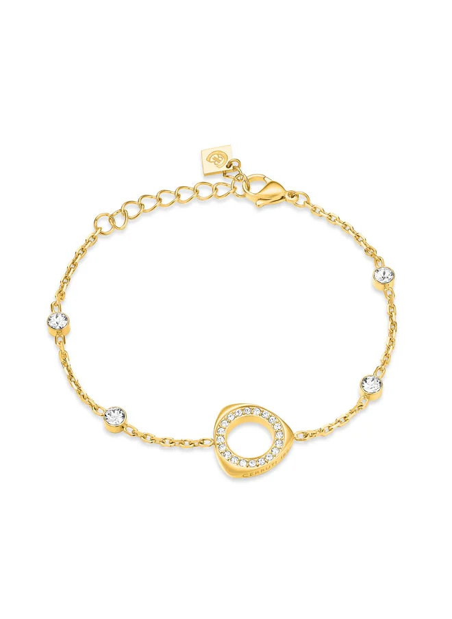 CERRUTI 1881 Giulia Gold Plated Crystal Embedded Triangular Charm Bracelet for Women
