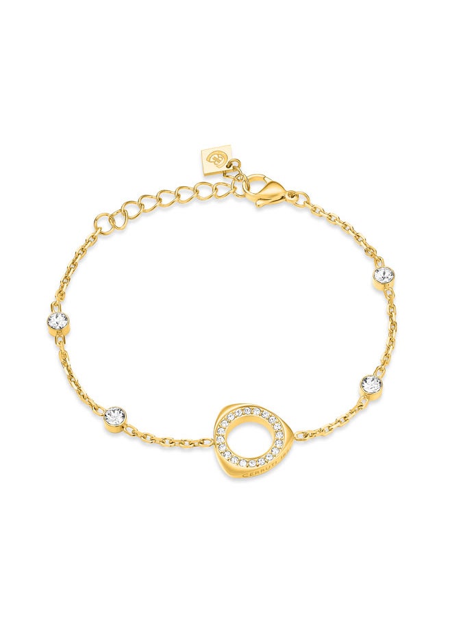 CERRUTI 1881 Giulia Gold Plated Crystal Embedded Triangular Charm Bracelet for Women  - Image 1