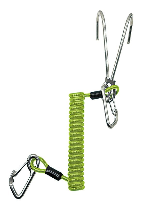 Rigrig Scuba Diving Reef Hook - 316 Stainless Steel Double Reef Cord Hook with Anti-seawater Corrosion & Retractable Lanyard for Dive Safety (Green) - Image 1