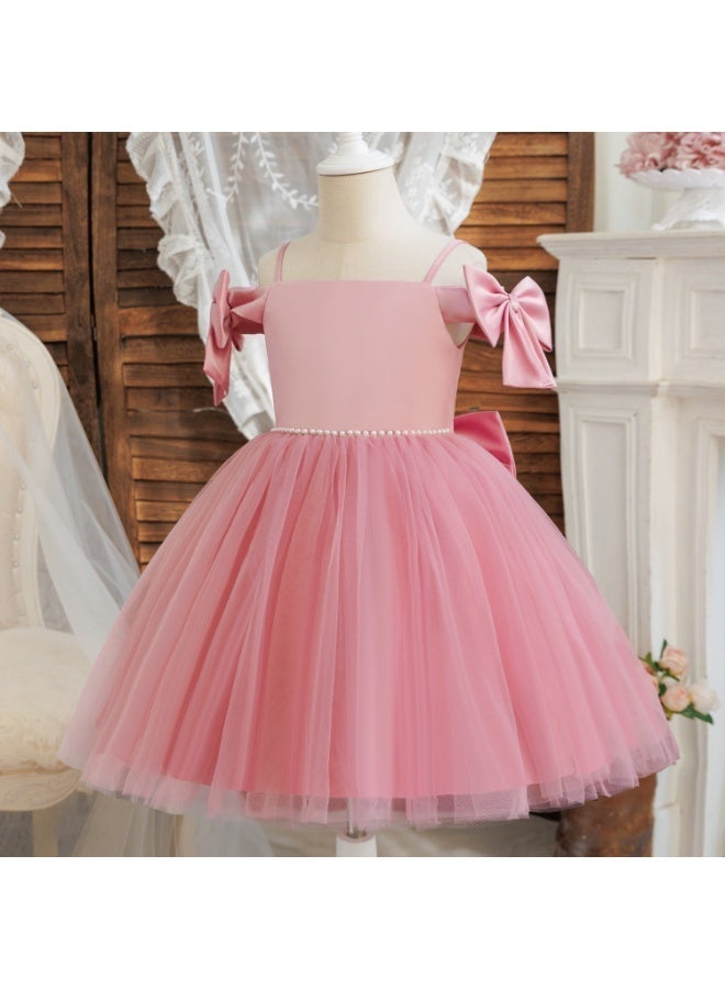 DOOKOO Baby Girl Princess Dress – Sleeveless Lace Tutu Party Dress for Toddlers, Birthday Dress, Tulle Dress, Girls Frock, Kids Baby Dress, Bowknot Gown –Pink, (0-3Y) - Image 3