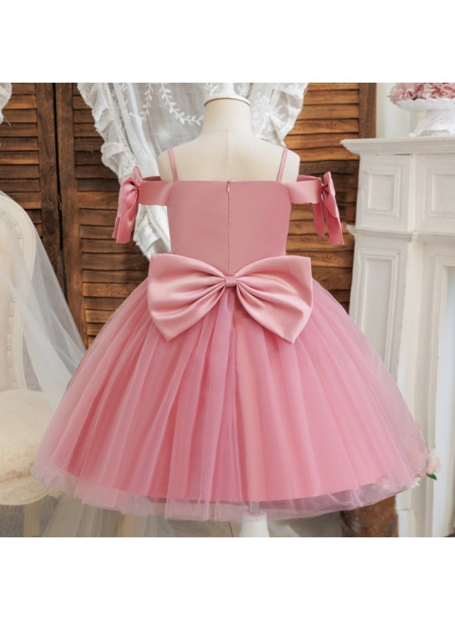 DOOKOO Baby Girl Princess Dress – Sleeveless Lace Tutu Party Dress for Toddlers, Birthday Dress, Tulle Dress, Girls Frock, Kids Baby Dress, Bowknot Gown –Pink, (0-3Y) - Image 2