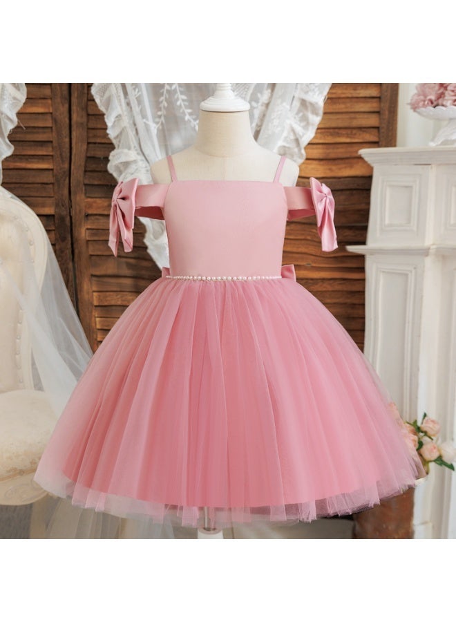 DOOKOO Baby Girl Princess Dress – Sleeveless Lace Tutu Party Dress for Toddlers, Birthday Dress, Tulle Dress, Girls Frock, Kids Baby Dress, Bowknot Gown –Pink, (0-3Y) - Image 1