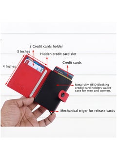 LAVERI LEATHER Laveri Genuine Leather Designer Card Holder Wallet With RFID Protection Red  - Image 2