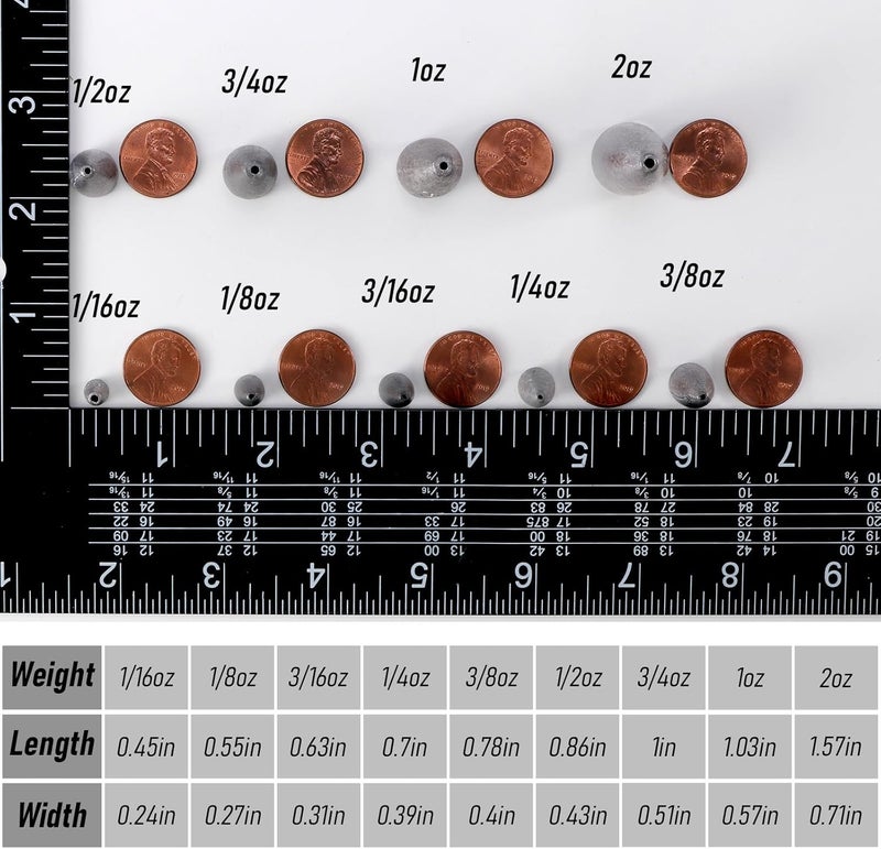 Dr.Fish 50 Pack Bullet Fishing Sinkers Worm Weights Lead Fishing Weights Bass Fishing Sinker Freshwater Texas Carolina Rig Punch Shot - Image 3