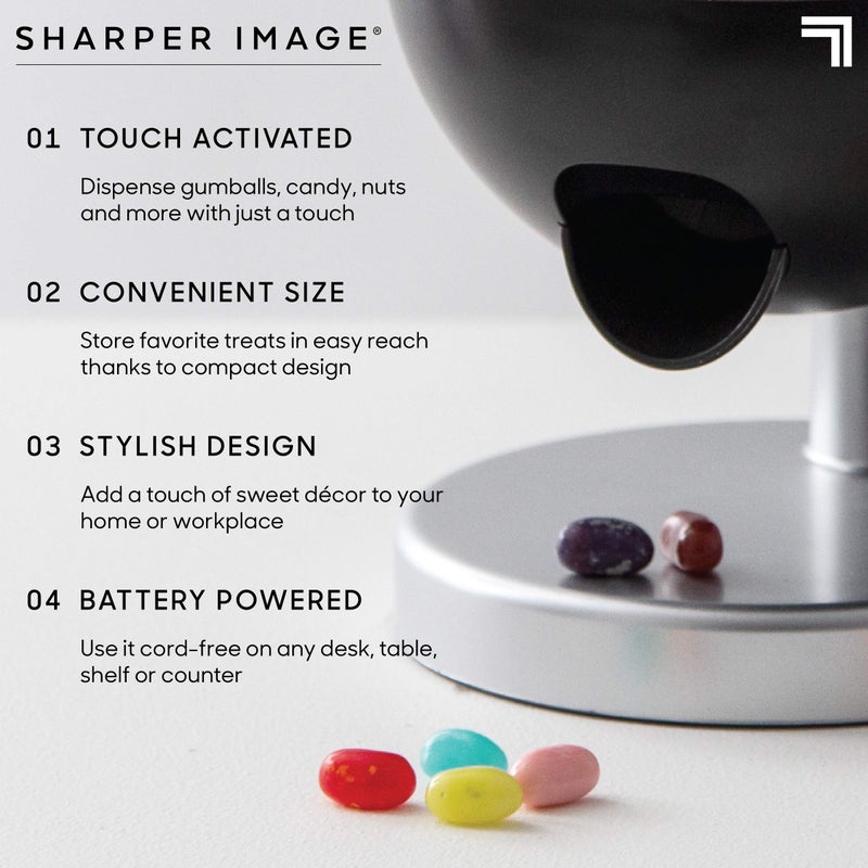 Sharper Image Mini 9" Automatic Candy Dispenser, Touch-Activated Desktop Vending Machine, Compact Size for Shelf Work Desk Home Countertop, Fits Small Snacks Gumballs Jellybeans Nuts Trail Mix Cereal - Image 3
