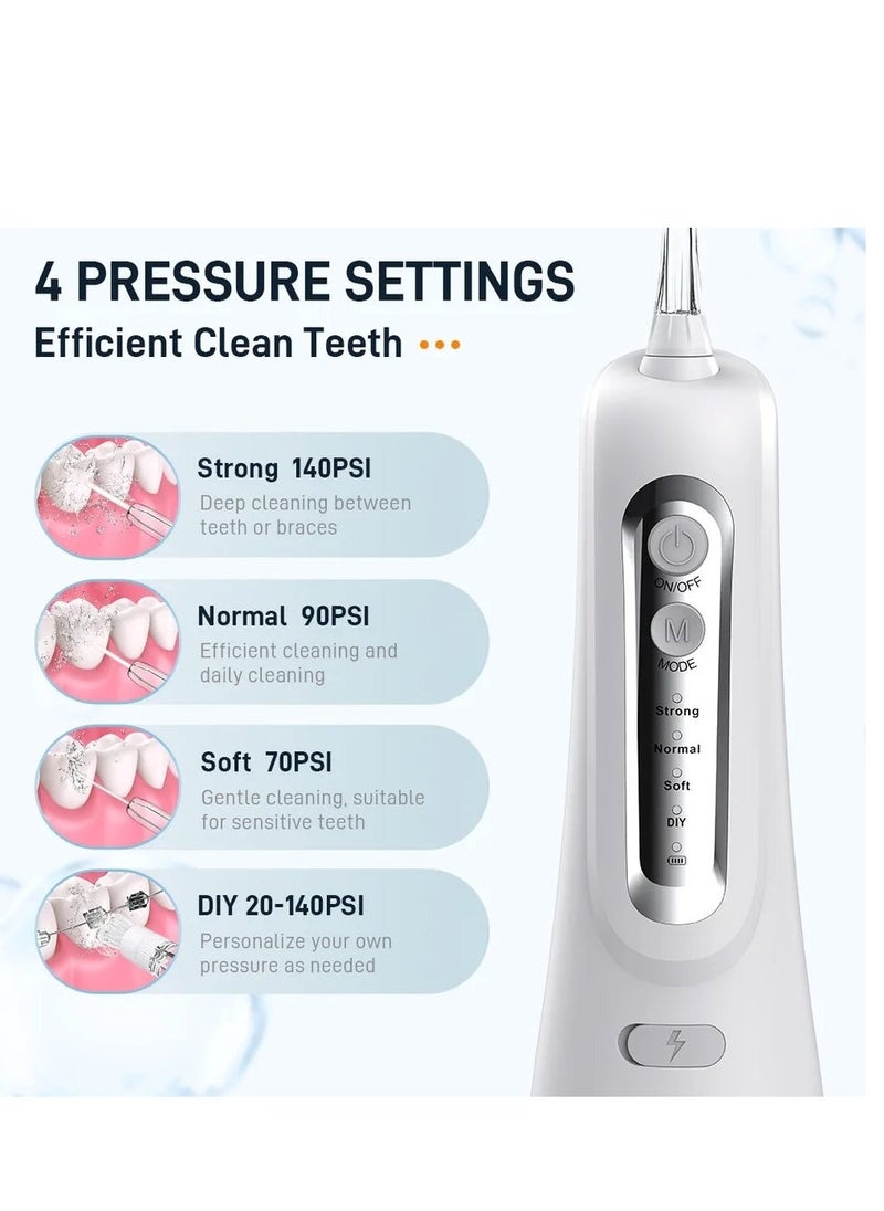 DOSCHER Portable Water Dental Flosser For Teeth Cleaning Dental Oral Irrigator With 4 Modes Scalable 4 Jet Nozzles IPX7 Water Resistance 300ML - Image 3