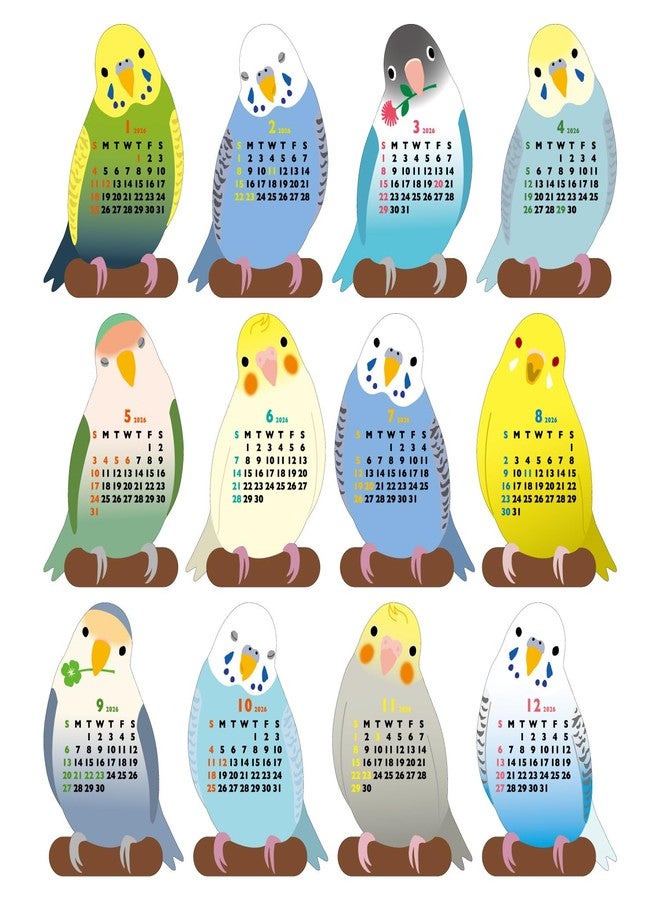 GreetingLife(グリーティングライフ) 2026 Calendar-Animal Die Cut - MINI PARAKEET C-1705-ET - Image 5