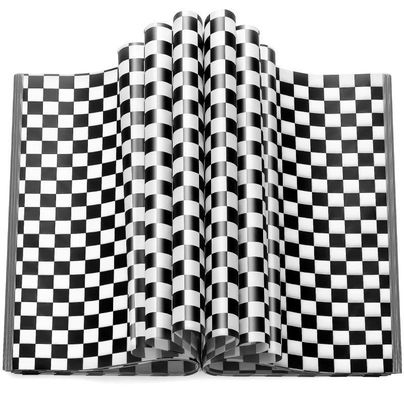 KVCSYAW 100 Pcs Black White Checkered Wax Paper Sheets for Food Wax Paper for Sandwich Wrap Deli Wraps Picnic Basket Liners 86 x 98 inches