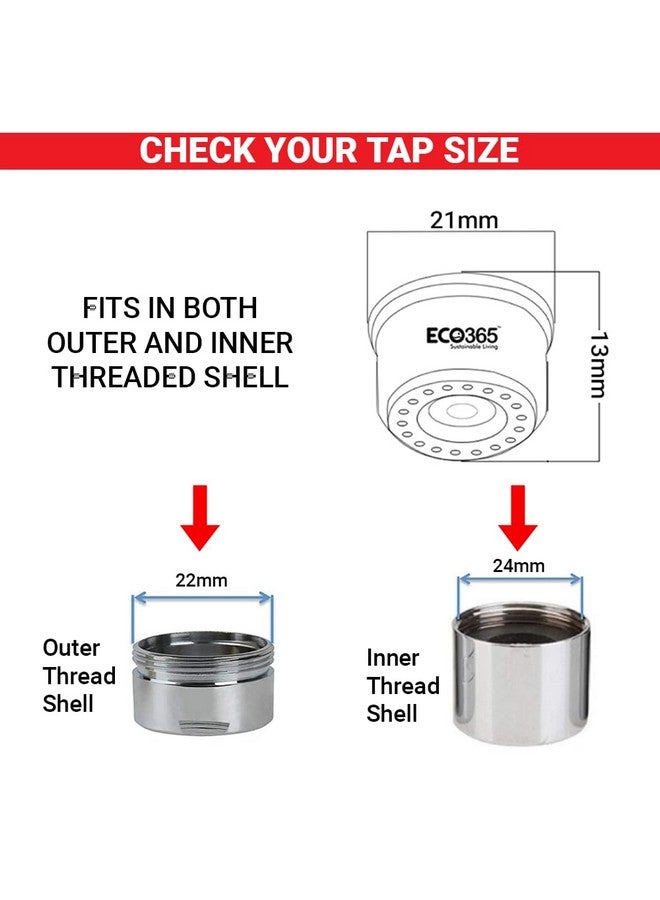 ECO365 3Lpm Shower Flow Aerator For Kitchen&Washbasin Tap(Pack Of 10)|Fits In Both Inner(24Mm)&Outer(22Mm)Threaded Shell|Easy To Maintain&Saves Upto 80% Water,Standard - Image 4