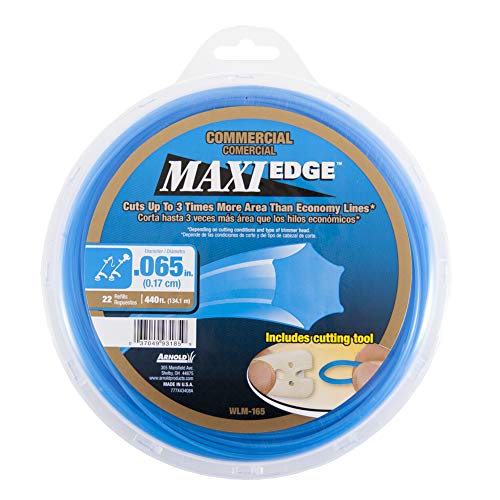 Arnold WLM-165 Maxi-Edge Commercial Grade String Trimmer Line with Cutting Tool, Universal Fit, 22 Refills, .065-Inch x 440-Foot, Blue - Image 1