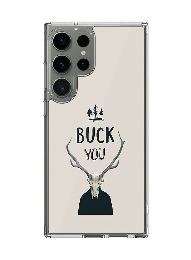 Stylizedd Classic Clear Case for Samsung Galaxy S24 Ultra , Hybrid Soft Case Flexible Edges Anti Drop TPU PC Gel Thin Transparent Cover - Buck You - Image 1