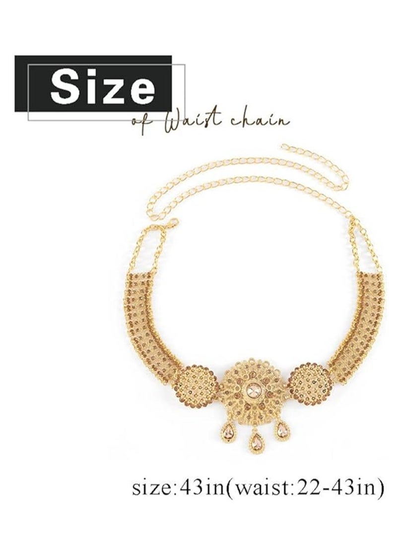 SYOSI - Waist Chains, Gold Rhinestone Pendant Waist Chains Belts, Crystal Water Drop Boho Belly Chain Belt, Flower Prom Waist Charm, Jewelry Accessories for Women and Girls, 1 Pcs - Image 1