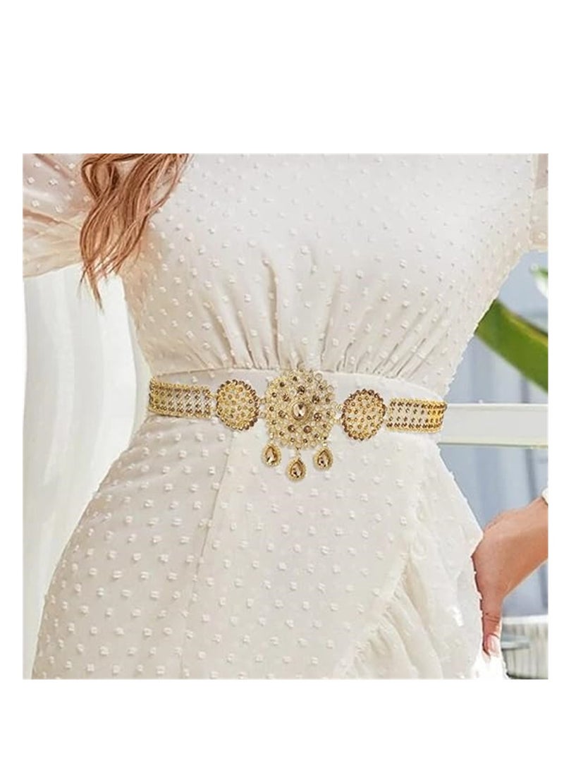 SYOSI - Waist Chains, Gold Rhinestone Pendant Waist Chains Belts, Crystal Water Drop Boho Belly Chain Belt, Flower Prom Waist Charm, Jewelry Accessories for Women and Girls, 1 Pcs - Image 1