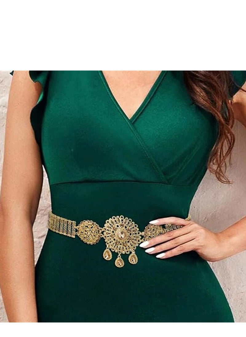 SYOSI - Waist Chains, Gold Rhinestone Pendant Waist Chains Belts, Crystal Water Drop Boho Belly Chain Belt, Flower Prom Waist Charm, Jewelry Accessories for Women and Girls, 1 Pcs - Image 1