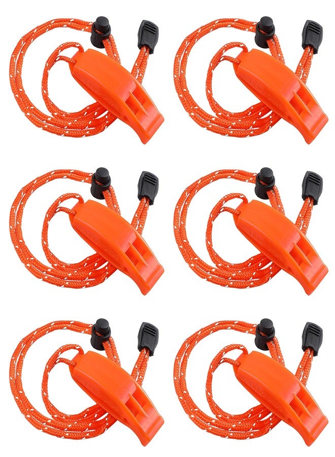 JULBEAR 6PCS Safety Survival Whistles with Adjustable Reflective Lanyard Emergency Plastic Whistle - Image 1