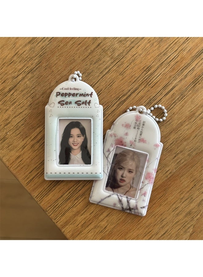NIBEMINENT 1 - Piece Sea Salt Cherry Blossom Kpop Photo Card Holder Pendant Key Chain ID Badge Holder ID Card Holder Photo Card Protector for School ID Office ID Access Card for Women Girls - Image 2