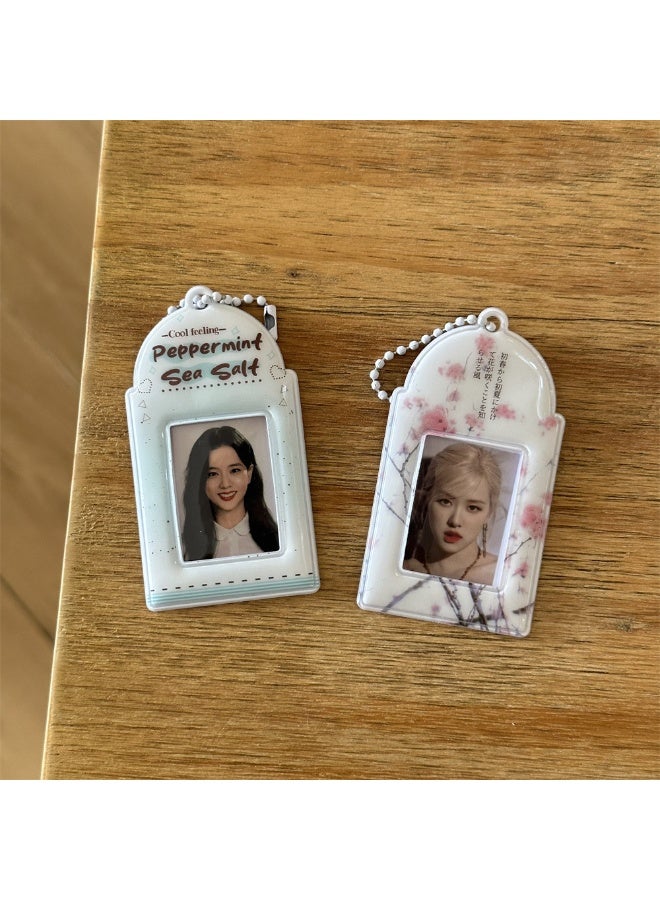 NIBEMINENT 1 - Piece Sea Salt Cherry Blossom Kpop Photo Card Holder Pendant Key Chain ID Badge Holder ID Card Holder Photo Card Protector for School ID Office ID Access Card for Women Girls - Image 3