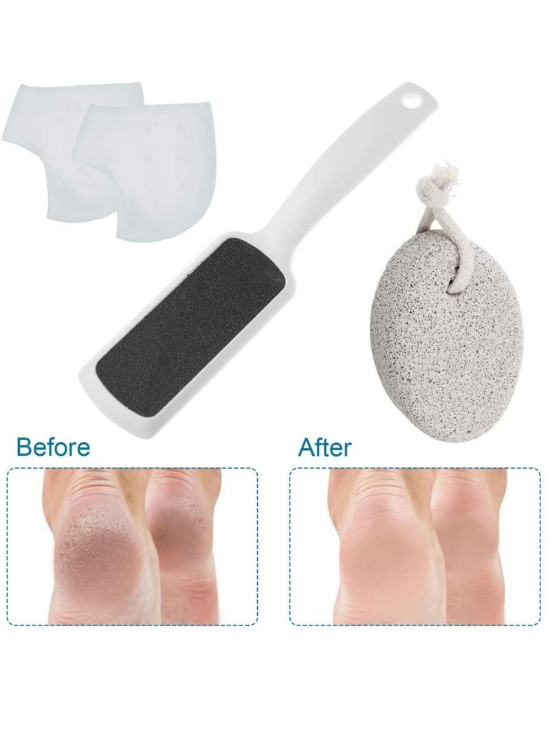 Y&D Foot Files Set, Scrubber Pumice Stones Pedicure Rasp Gel Heel Sleeves, Natural File Exfoliation to Remove Dead Skin for Wet and Dry Cracked Feet - Image 1