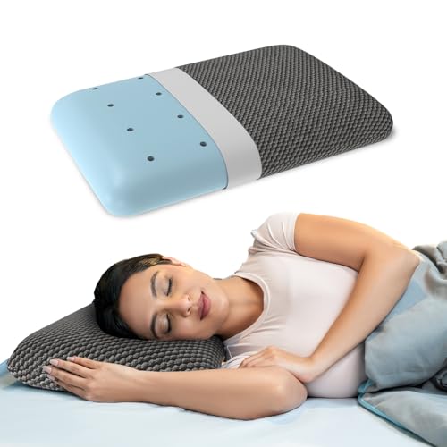 WELLGIVER Memory Foam Set of 1-Cool Gel Pillow for Neck & Shoulder Pain-Cervical Pillow for Sleeping-Orthopedic for Back, Side & Stomach Sleepers-Medium Firm-Standard-20 x 13 x 4 Inch - Image 1