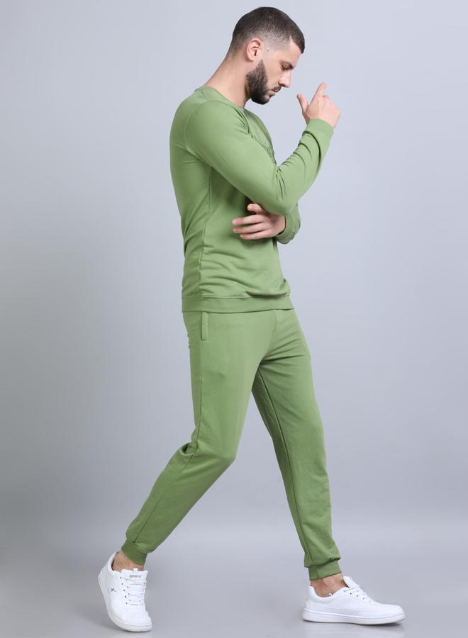 بوشيرت سويت شيرت محبوك بكتابة مُطرّزة مع جوغر - Image 3