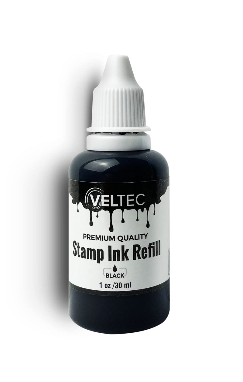 Veltec Self-Inking Stamp Refill Ink, Squeeze Bottle – 1 oz. (Black) - Image 3