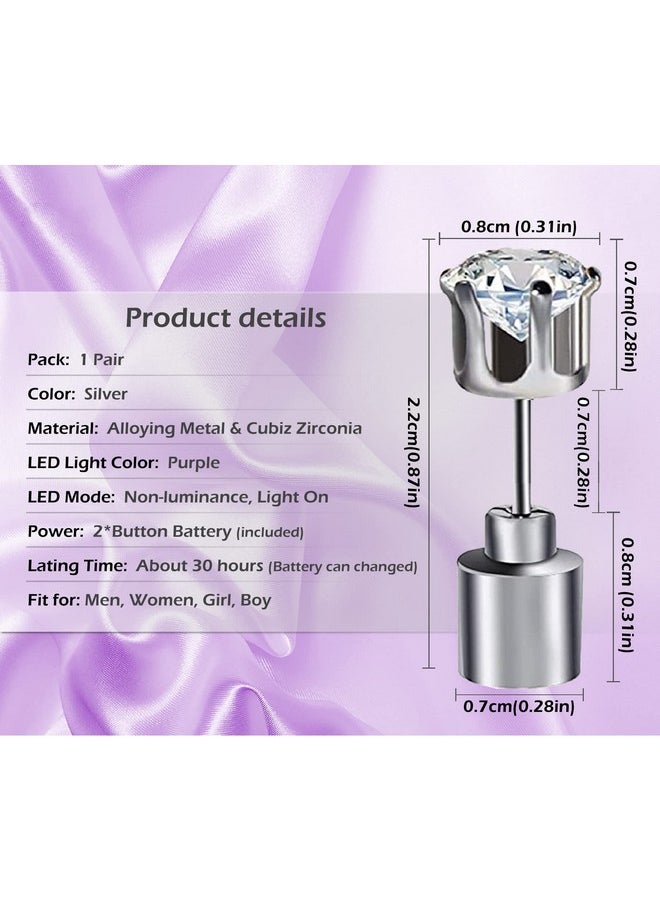 IC ICLOVER - Led Earrings Shiny Glowing Led Lighting Up Stylish Earring Studs Crown Shap Ear Drop Stud Valentine'S Day New Year Wedding Rave Dance Party Decoration Gifts For Women Men Boy Girlspurple - Image 1