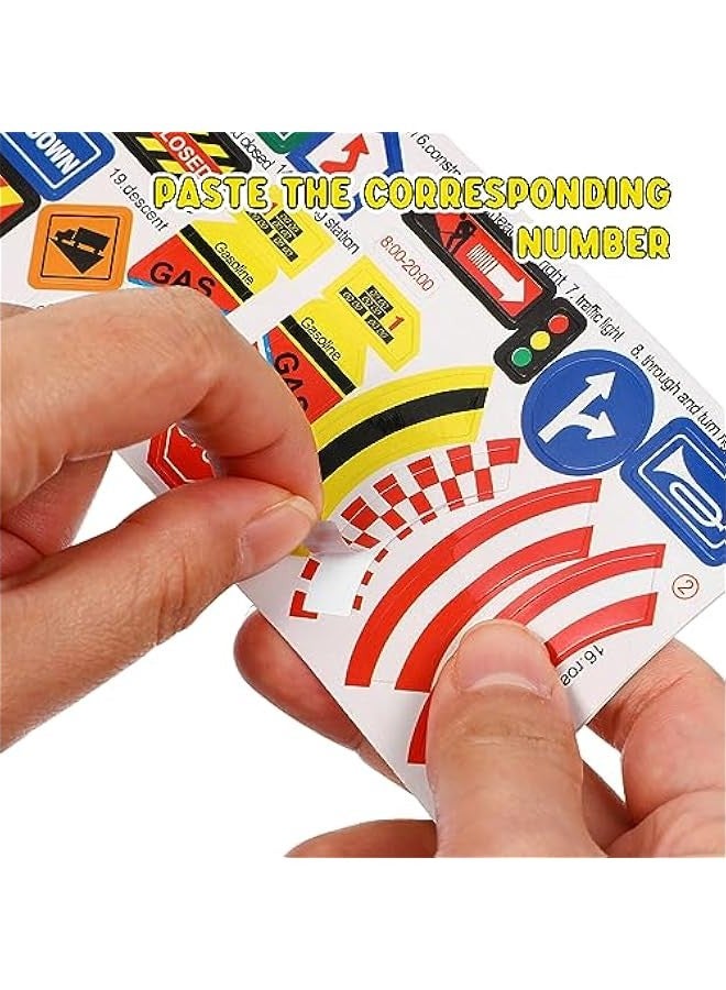 إسكدنيا NUOBESTY 56 Pcs Barricade Toys Road Tape Traffic Light Toy Car Garage Traffic Road Toy Traffic Signs Cars Micro Toys Road Construction Traffic Signs Props Miniature Plastic Child - Image 3