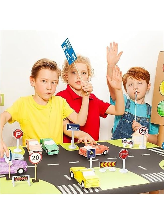 إسكدنيا NUOBESTY 56 Pcs Barricade Toys Road Tape Traffic Light Toy Car Garage Traffic Road Toy Traffic Signs Cars Micro Toys Road Construction Traffic Signs Props Miniature Plastic Child - Image 4