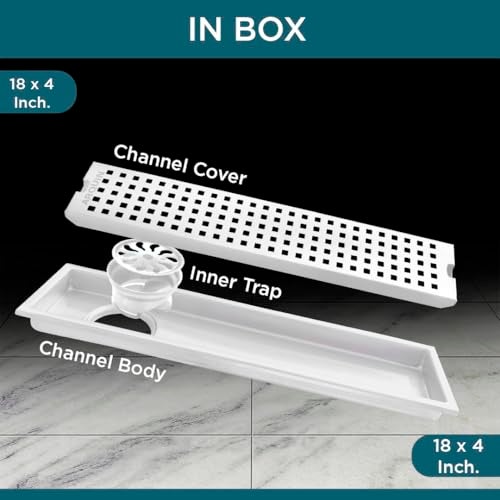 ARQUIN ARQUIN Bathroom Floor Drainer 18x4 Inch Shower Drain Channel 304 Grade Stainless Steel Bathroom Floor Drainer Water Drain Channel for Bathroom with Cockroach Trap (1mm Thickness) - Image 4
