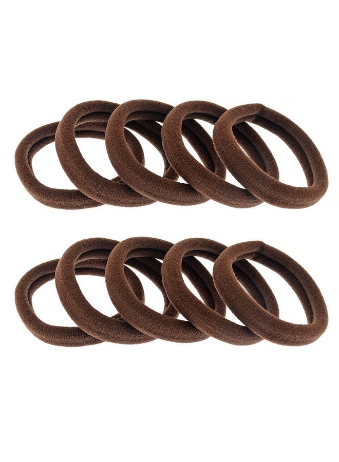 PIDOUDOU 50 Pcs Thick Hair Ties Seamless Hair Bands Ponytail Holder Soft No Break Hair Bands for Women (Brown) - Image 2