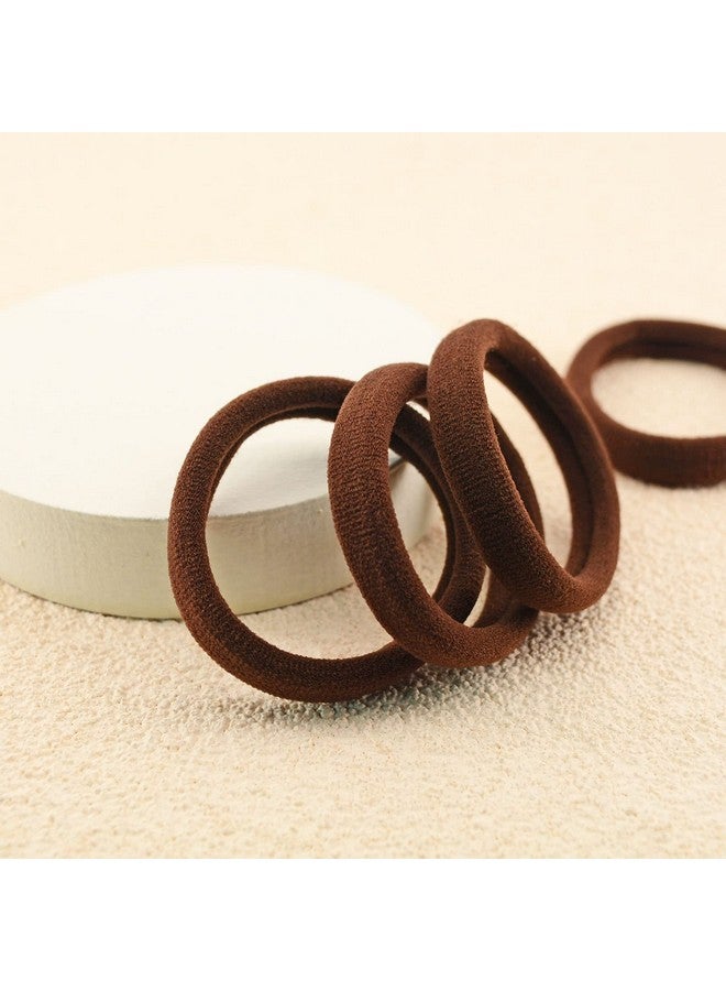 PIDOUDOU 50 Pcs Thick Hair Ties Seamless Hair Bands Ponytail Holder Soft No Break Hair Bands for Women (Brown) - Image 5